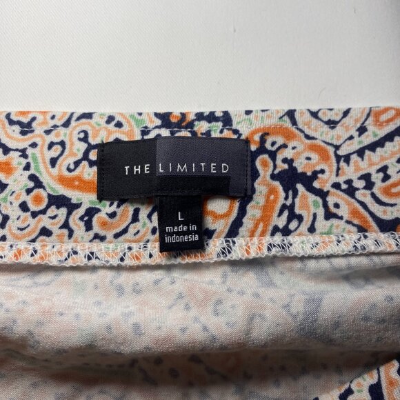 The Limited Orange Paisley Maxi Skirt Womens L Elastic Pull On Waist Paneled EUC - Picture 3 of 8